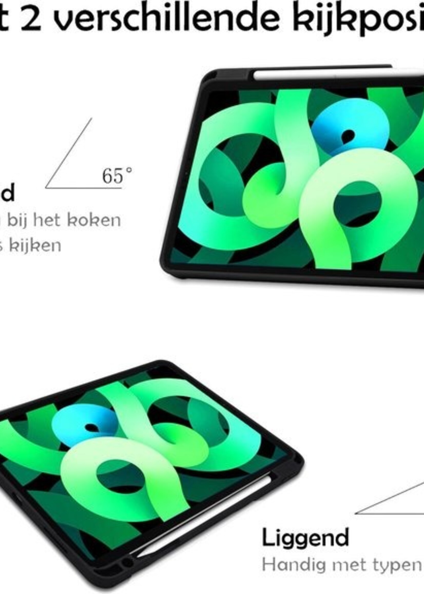 LUQ Hoes Geschikt voor iPad Air 2020 Hoes Luxe Hoesje Case Met Uitsparing Geschikt voor Apple Pencil - Hoesje Geschikt voor iPad Air 4 2020 Hoes Cover - Grijs