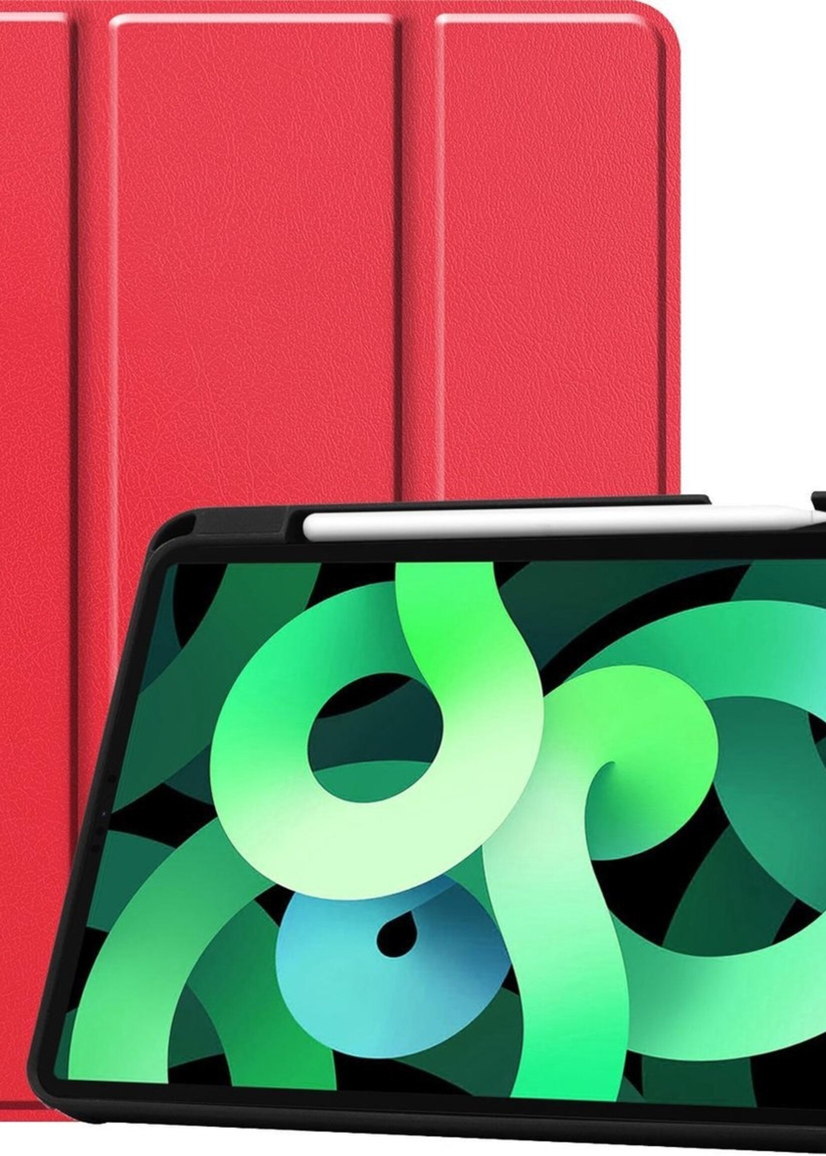 LUQ Hoes Geschikt voor iPad Air 2020 Hoes Luxe Hoesje Case Met Uitsparing Geschikt voor Apple Pencil - Hoesje Geschikt voor iPad Air 4 2020 Hoes Cover - Rood