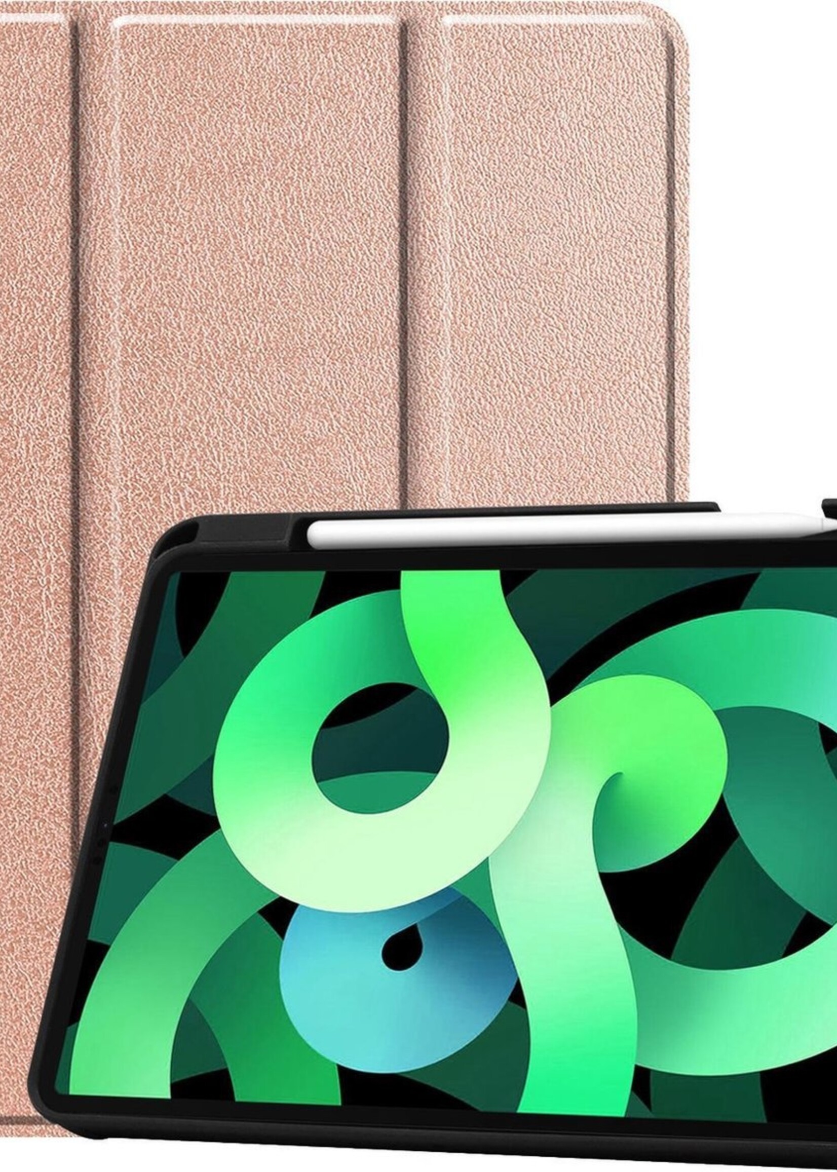 LUQ Hoes Geschikt voor iPad Air 2020 Hoes Luxe Hoesje Case Met Uitsparing Geschikt voor Apple Pencil - Hoesje Geschikt voor iPad Air 4 2020 Hoes Cover - Rosé goud