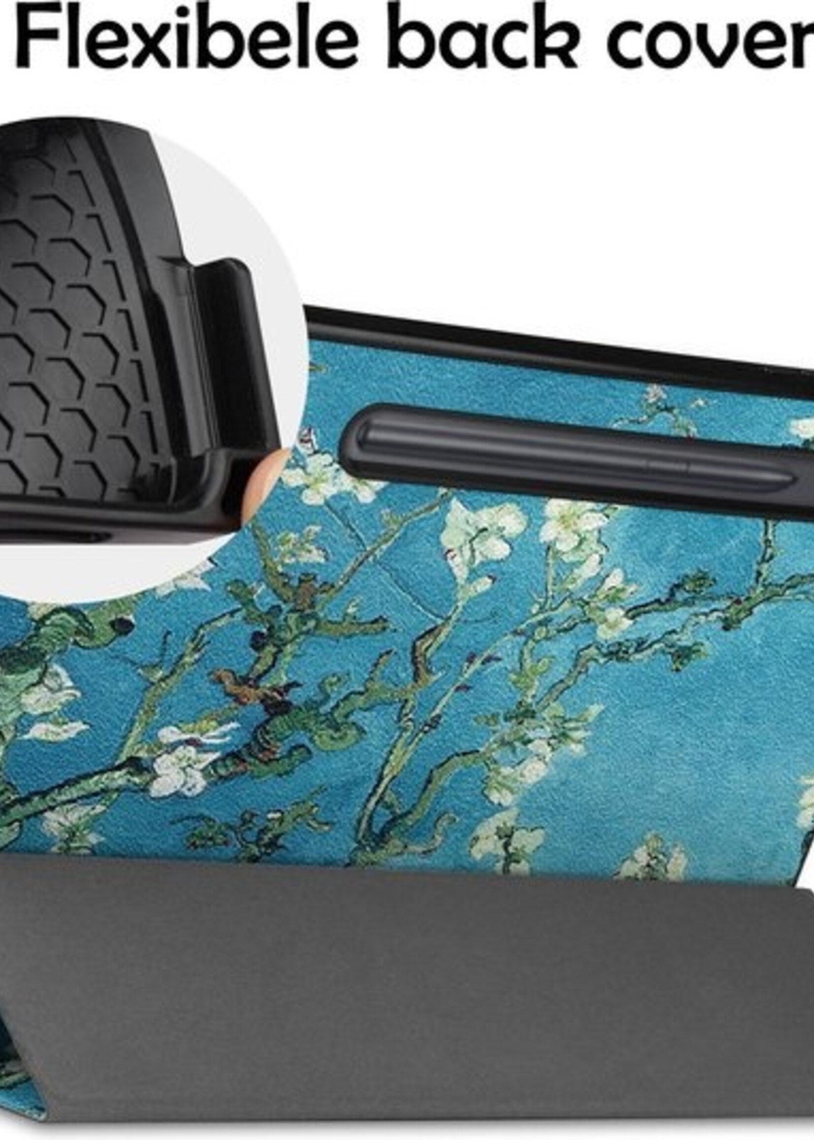 LUQ Hoes Geschikt voor Samsung Galaxy Tab S7 FE Hoes Luxe Hoesje Case Met Uitsparing Geschikt voor S Pen - Hoesje Geschikt voor Samsung Tab S7 FE Hoes Cover - Bloesem