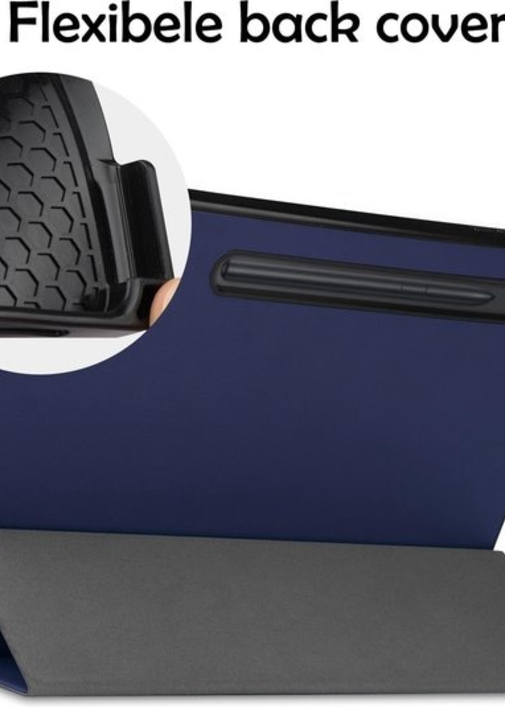 LUQ Hoes Geschikt voor Samsung Galaxy Tab S7 FE Hoes Luxe Hoesje Case Met Uitsparing Geschikt voor S Pen - Hoesje Geschikt voor Samsung Tab S7 FE Hoes Cover - Donkerblauw