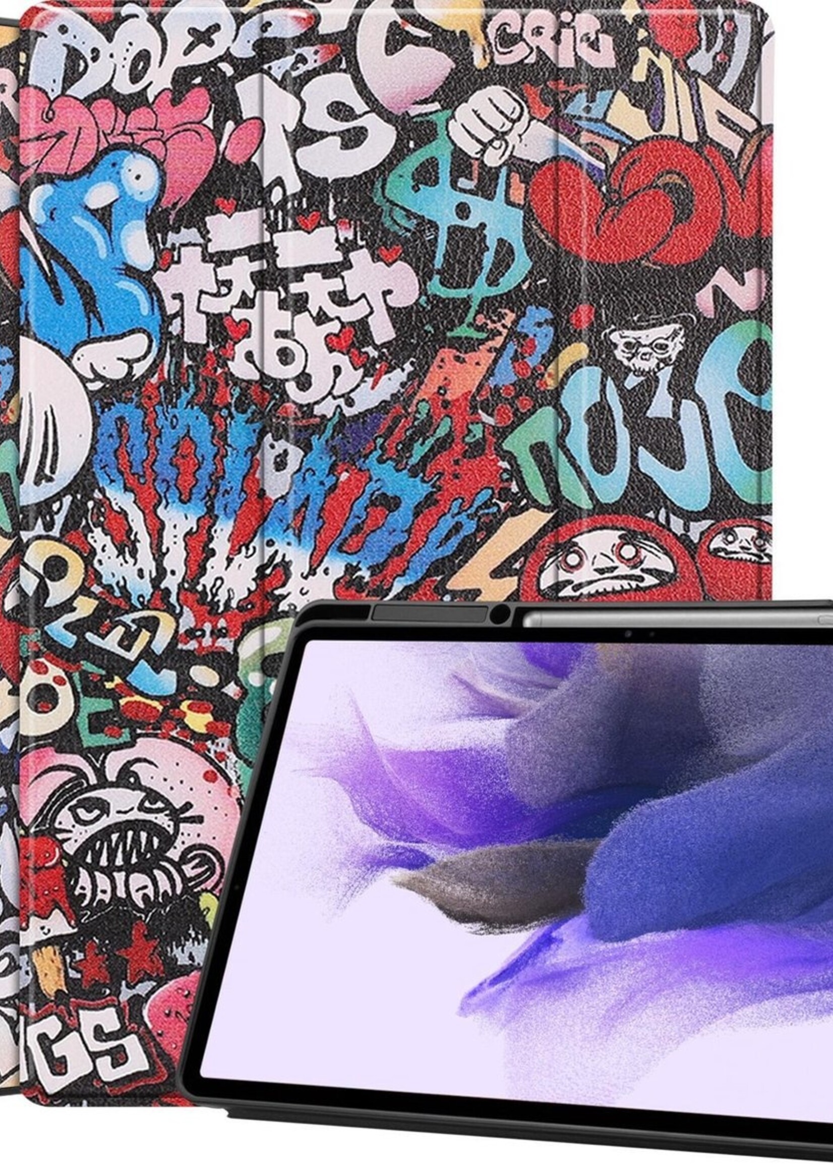 LUQ Hoes Geschikt voor Samsung Galaxy Tab S7 FE Hoes Luxe Hoesje Case Met Uitsparing Geschikt voor S Pen - Hoesje Geschikt voor Samsung Tab S7 FE Hoes Cover - Graffity