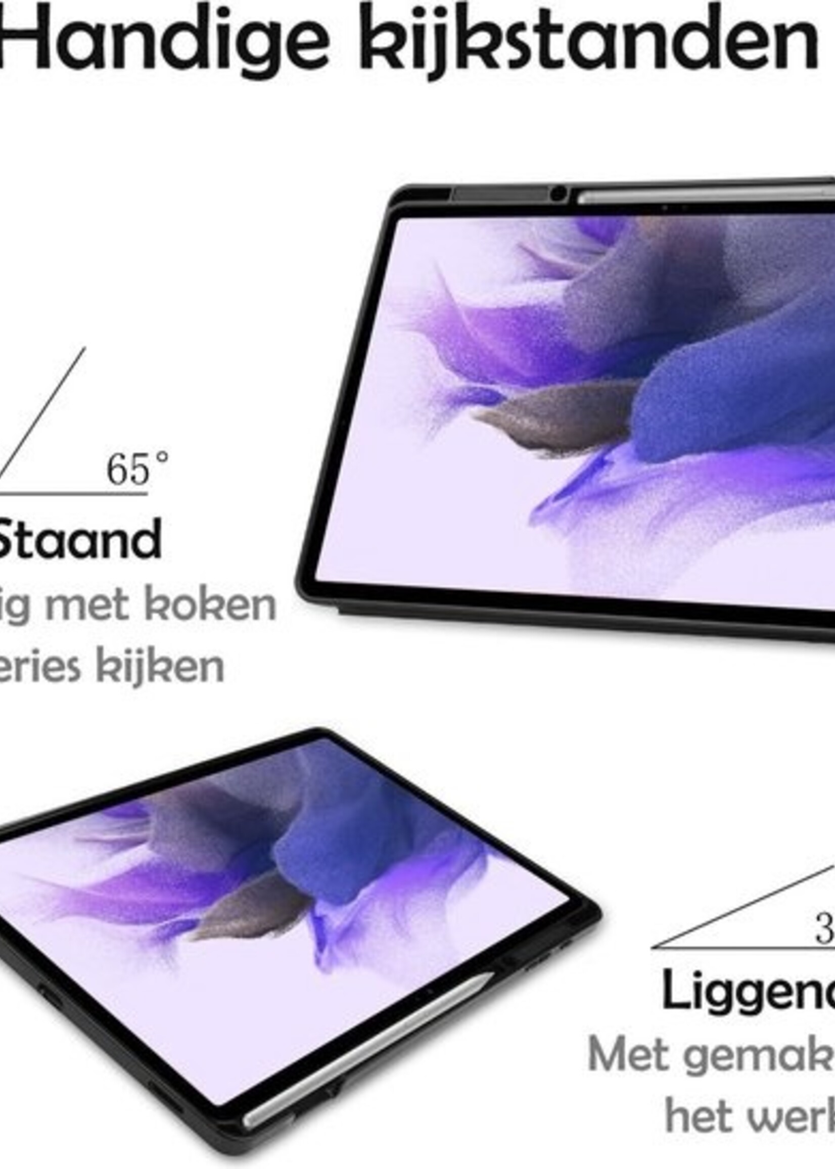 LUQ Hoes Geschikt voor Samsung Galaxy Tab S7 FE Hoes Luxe Hoesje Case Met Uitsparing Geschikt voor S Pen - Hoesje Geschikt voor Samsung Tab S7 FE Hoes Cover - Graffity