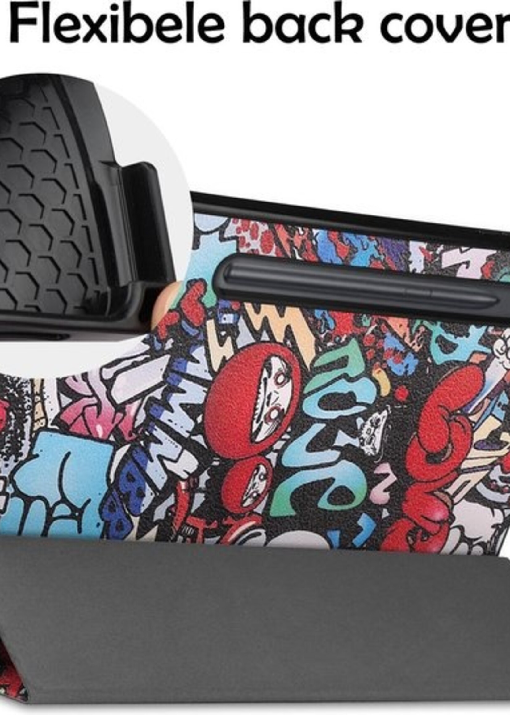 LUQ Hoes Geschikt voor Samsung Galaxy Tab S7 FE Hoes Luxe Hoesje Case Met Uitsparing Geschikt voor S Pen - Hoesje Geschikt voor Samsung Tab S7 FE Hoes Cover - Graffity
