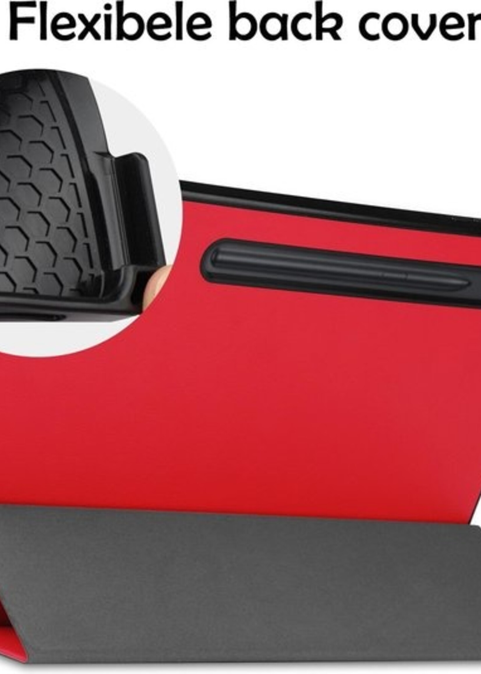 LUQ Hoes Geschikt voor Samsung Galaxy Tab S7 FE Hoes Luxe Hoesje Case Met Uitsparing Geschikt voor S Pen - Hoesje Geschikt voor Samsung Tab S7 FE Hoes Cover - Rood