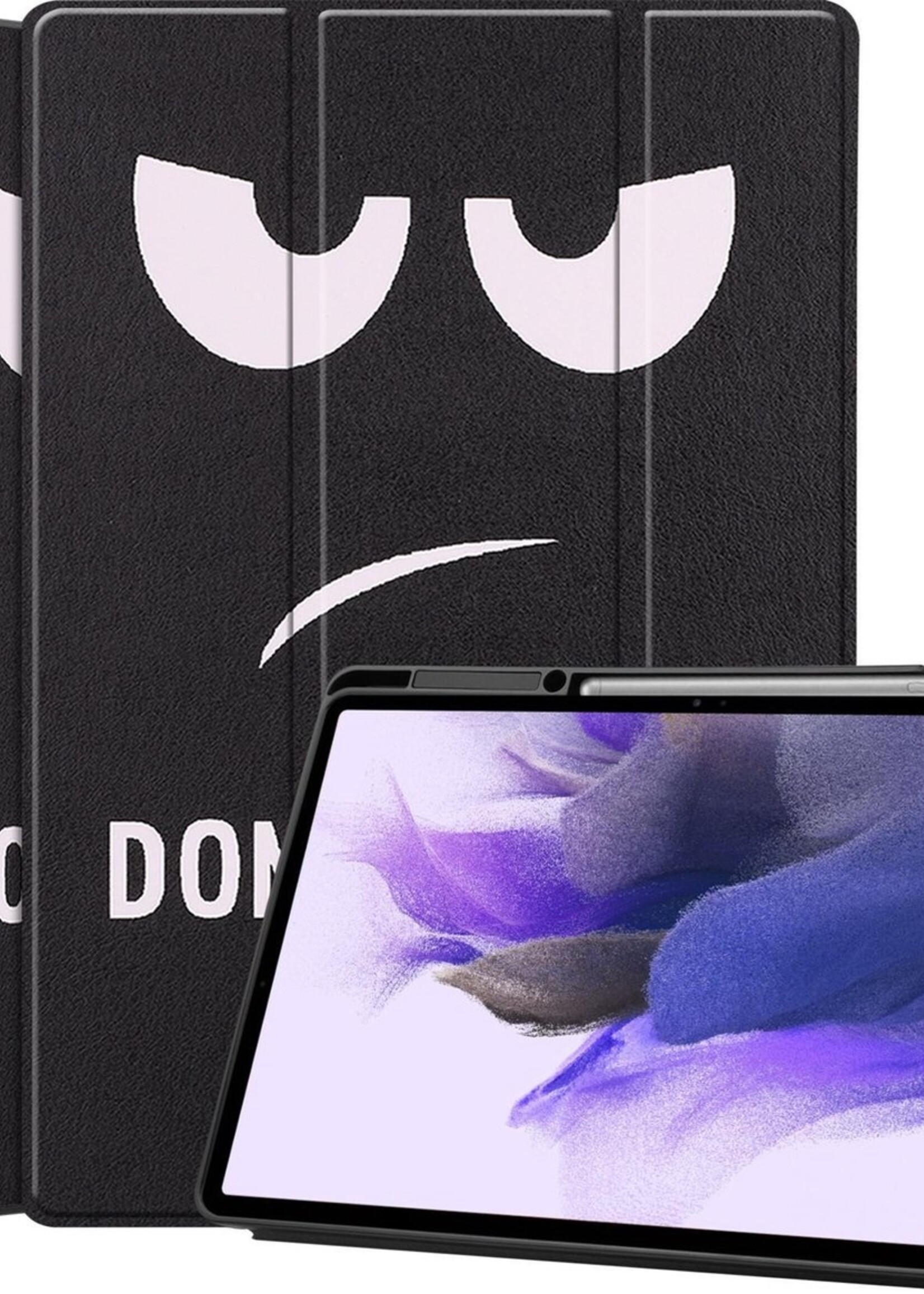 LUQ Hoes Geschikt voor Samsung Galaxy Tab S7 FE Hoes Luxe Hoesje Case Met Uitsparing Geschikt voor S Pen - Hoesje Geschikt voor Samsung Tab S7 FE Hoes Cover - Don't Touch Me