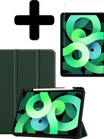 LUQ LUQ iPad Air 2020 (4e generatie) Hoesje Met Uitsparing S Pen Met Screenprotector - Donkergroen