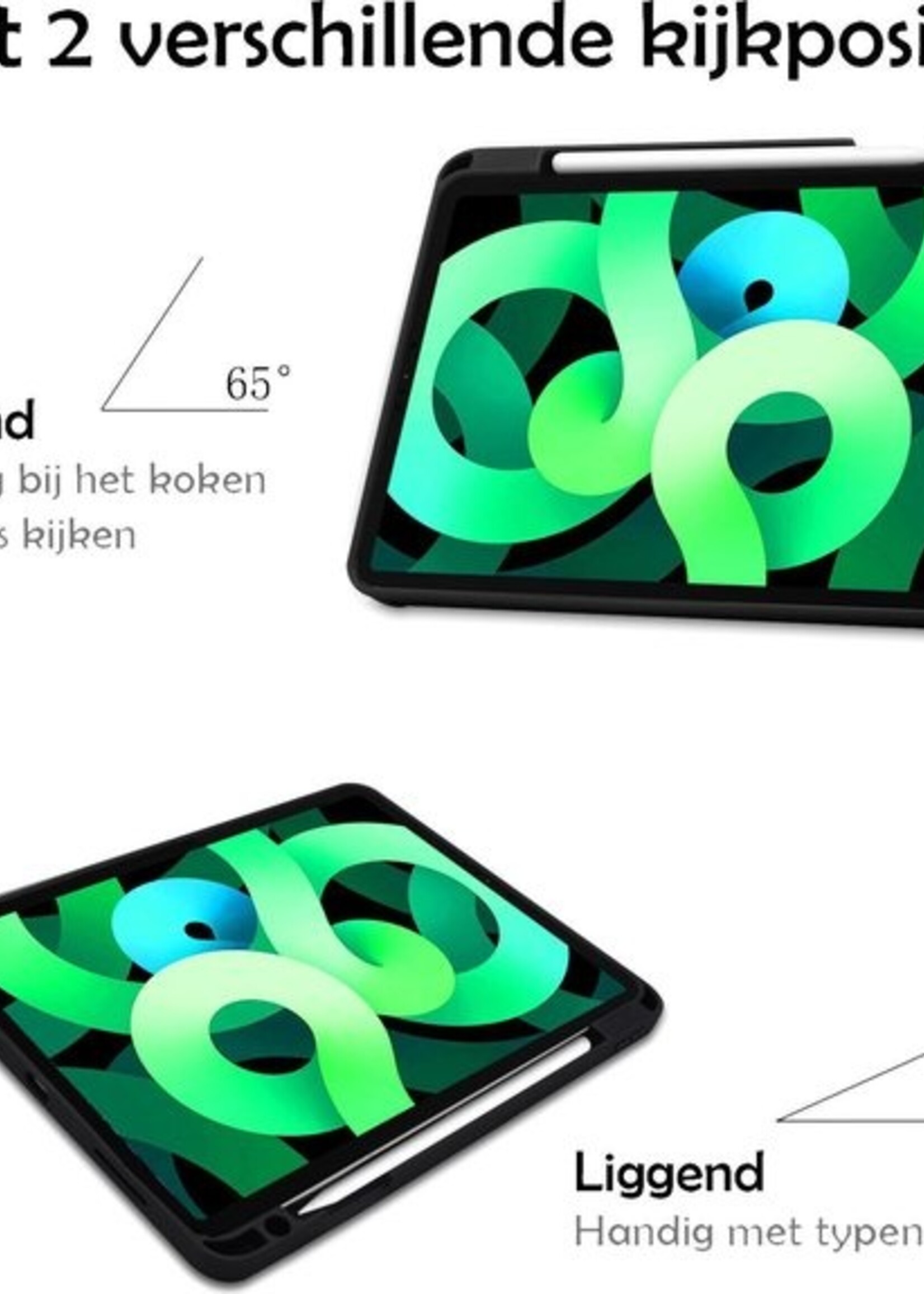 LUQ Hoes Geschikt voor iPad Air 2020 Hoes Luxe Hoesje Case Met Uitsparing Geschikt voor Apple Pencil Met Screenprotector - Hoesje Geschikt voor iPad Air 4 2020 Hoes Cover - Galaxy