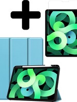 LUQ LUQ iPad Air 2020 (4e generatie) Hoesje Met Uitsparing S Pen Met Screenprotector - Lichtblauw