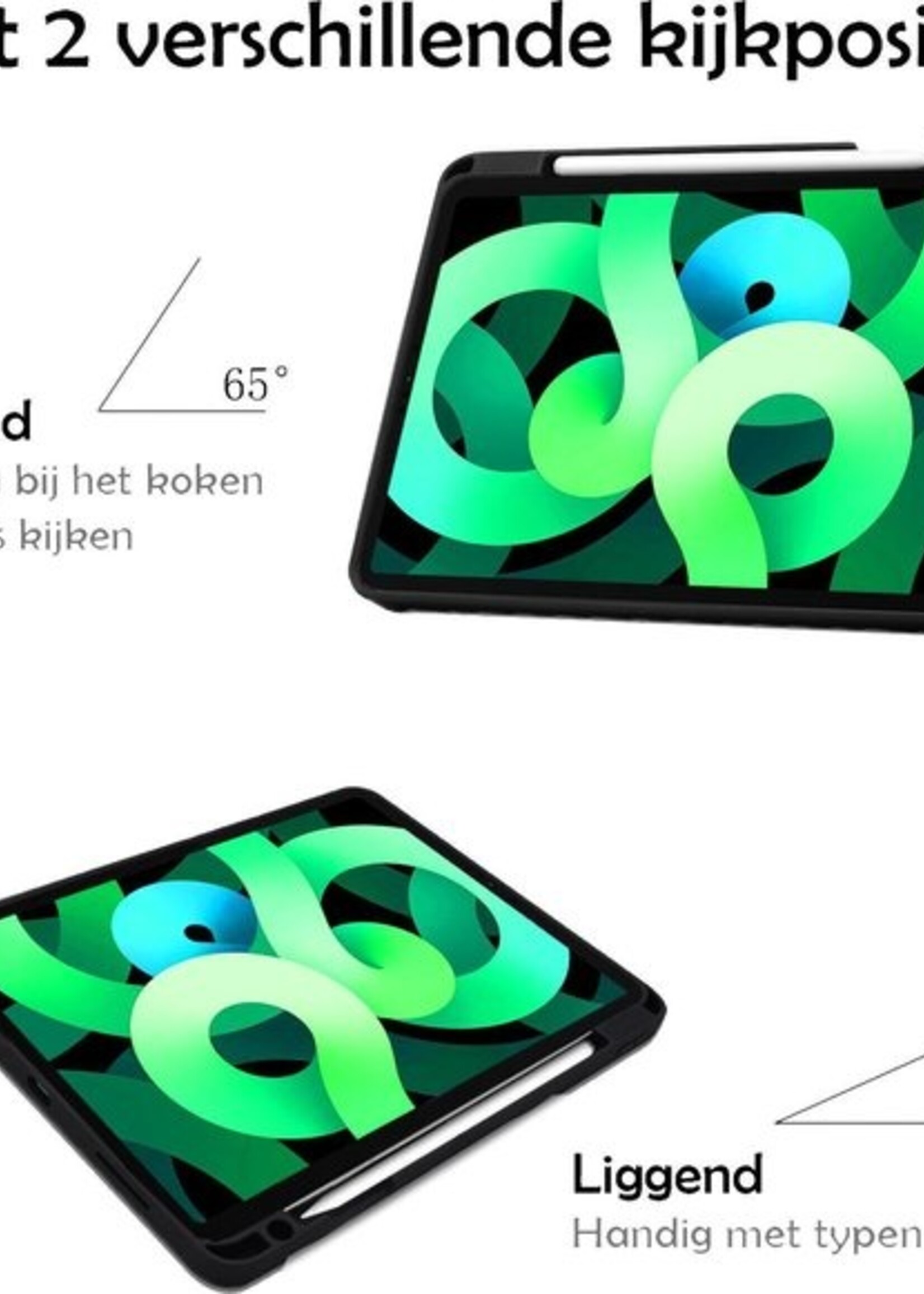 LUQ Hoes Geschikt voor iPad Air 2020 Hoes Luxe Hoesje Case Met Uitsparing Geschikt voor Apple Pencil Met Screenprotector - Hoesje Geschikt voor iPad Air 4 2020 Hoes Cover - Paars