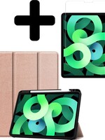 LUQ LUQ iPad Air 2020 (4e generatie) Hoesje Met Uitsparing S Pen Met Screenprotector - Rose Goud