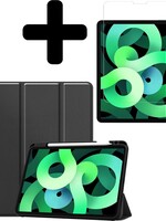 LUQ LUQ iPad Air 2020 (4e generatie) Hoesje Met Uitsparing S Pen Met Screenprotector - Zwart