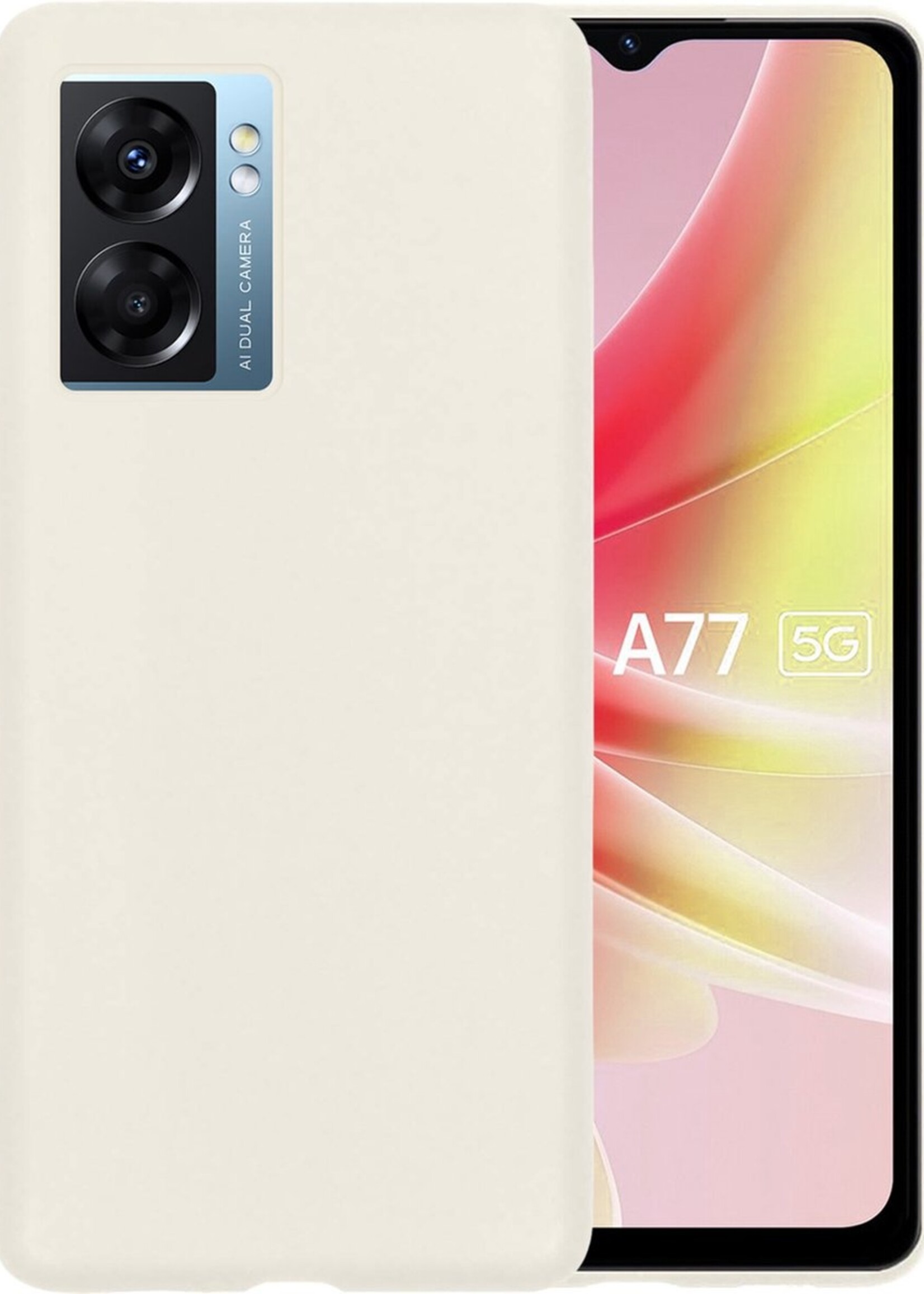 LUQ Hoesje Geschikt voor OPPO A77 Hoesje Siliconen Case - Hoes Geschikt voor OPPO A77 Hoes Siliconen - Wit