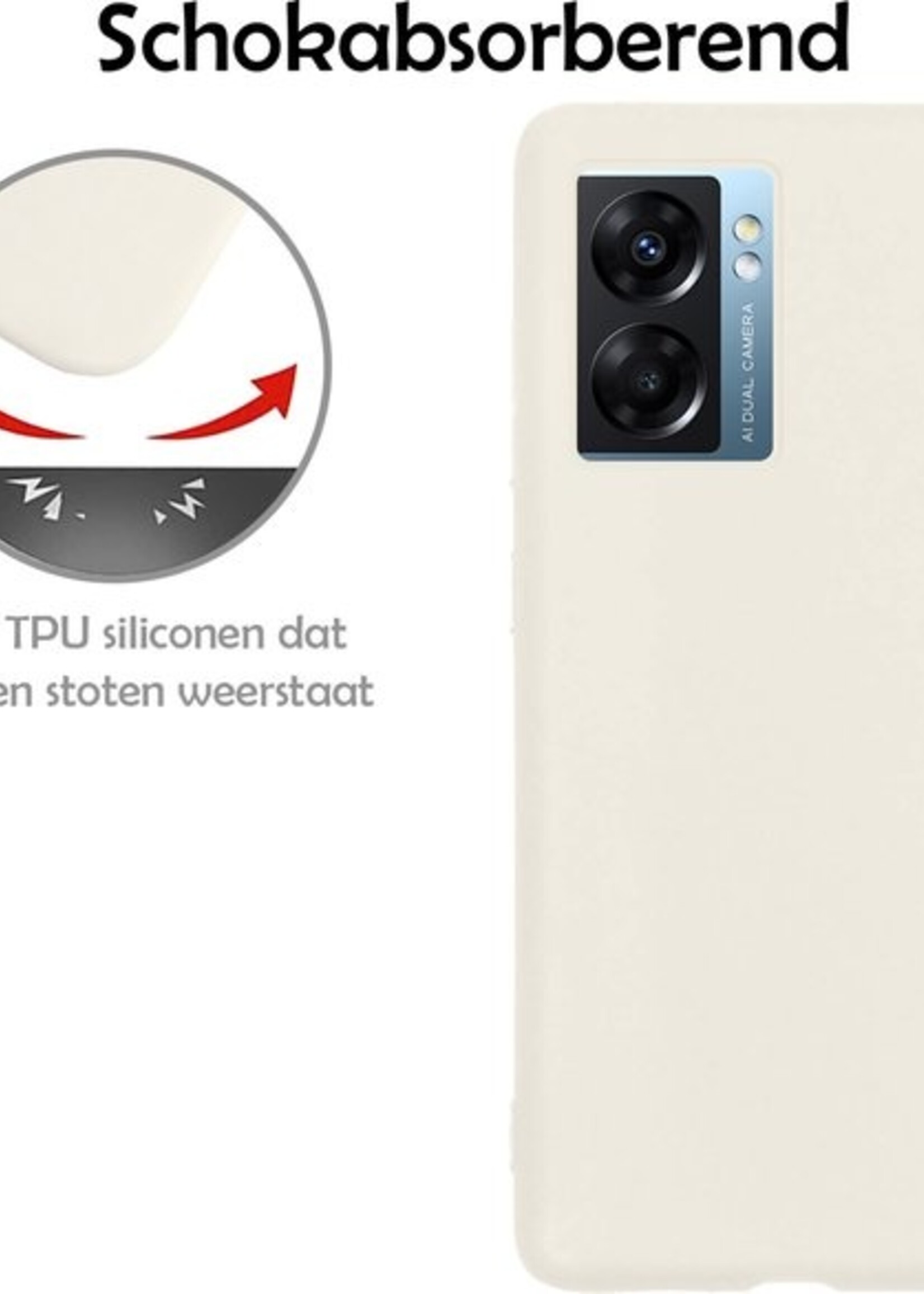 LUQ Hoesje Geschikt voor OPPO A77 Hoesje Siliconen Case - Hoes Geschikt voor OPPO A77 Hoes Siliconen - Wit