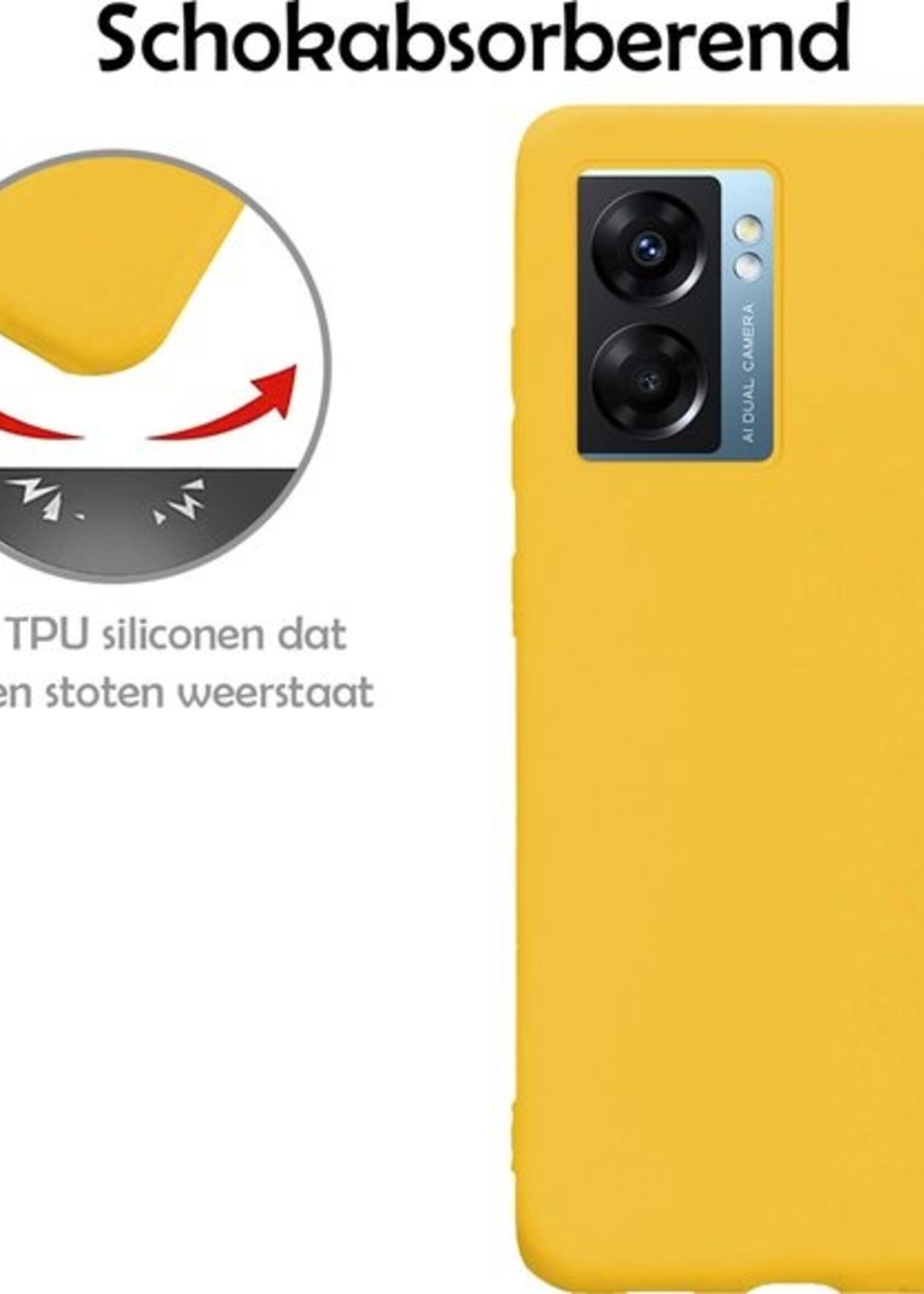 LUQ Hoesje Geschikt voor OPPO A77 Hoesje Siliconen Case - Hoes Geschikt voor OPPO A77 Hoes Siliconen - Geel - 2 Stuks