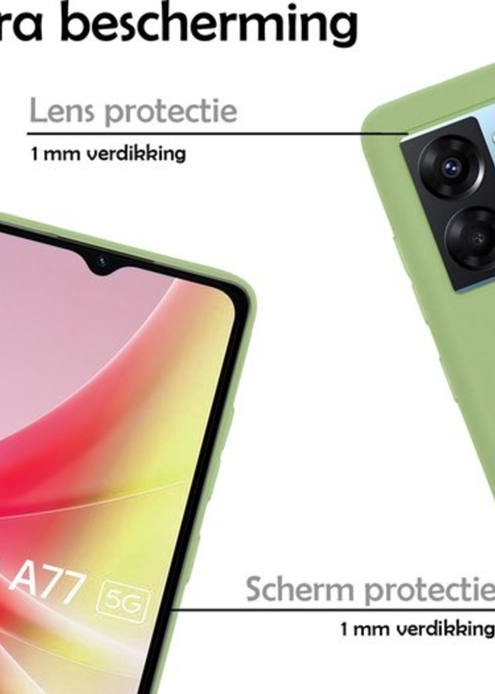 LUQ Hoesje Geschikt voor OPPO A77 Hoesje Siliconen Case - Hoes Geschikt voor OPPO A77 Hoes Siliconen - Groen - 2 Stuks