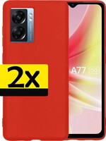 LUQ LUQ OPPO A77 Hoesje Siliconen - Rood - 2 PACK