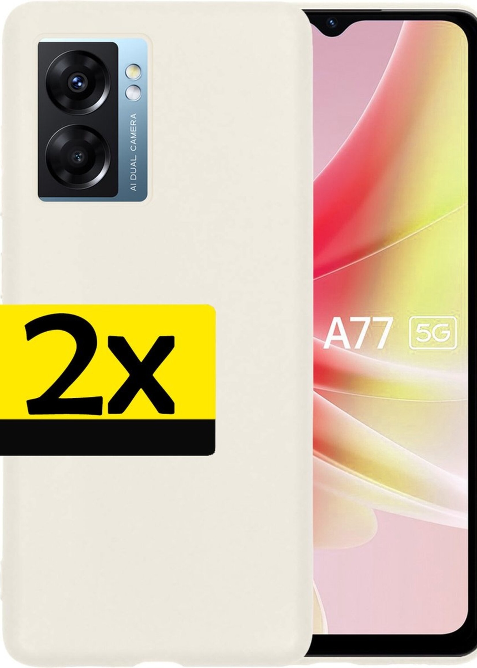 LUQ Hoesje Geschikt voor OPPO A77 Hoesje Siliconen Case - Hoes Geschikt voor OPPO A77 Hoes Siliconen - Wit - 2 Stuks