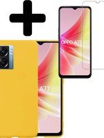 LUQ LUQ OPPO A77 Hoesje Siliconen Met Screenprotector - Geel