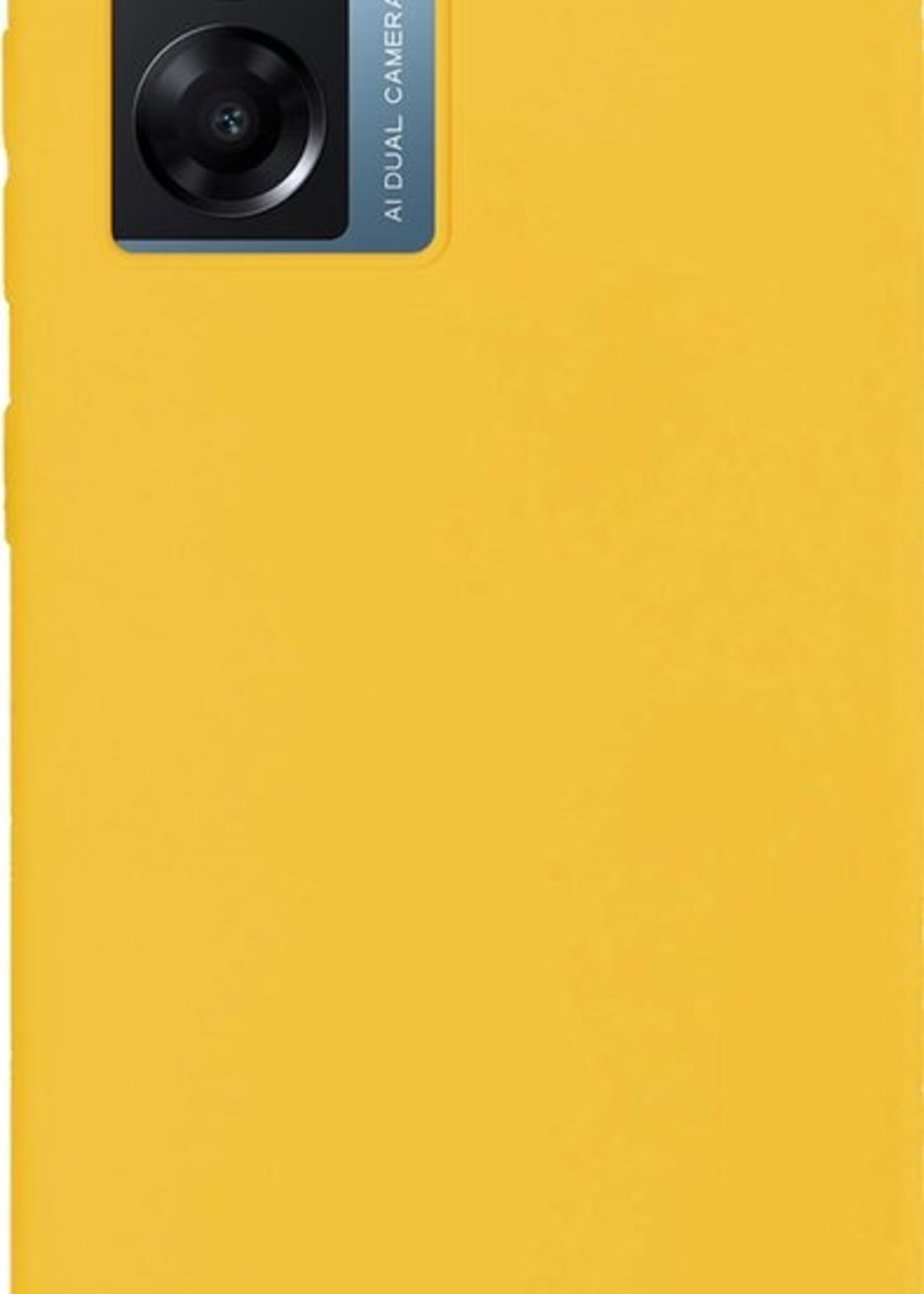 LUQ Hoesje Geschikt voor OPPO A77 Hoesje Siliconen Case Met Screenprotector - Hoes Geschikt voor OPPO A77 Hoes Siliconen - Geel