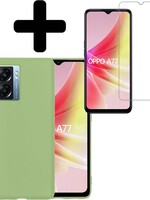 LUQ LUQ OPPO A77 Hoesje Siliconen Met Screenprotector - Groen