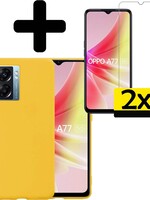LUQ LUQ OPPO A77 Hoesje Siliconen Met 2x Screenprotector - Geel
