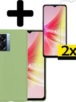 LUQ LUQ OPPO A77 Hoesje Siliconen Met 2x Screenprotector - Groen
