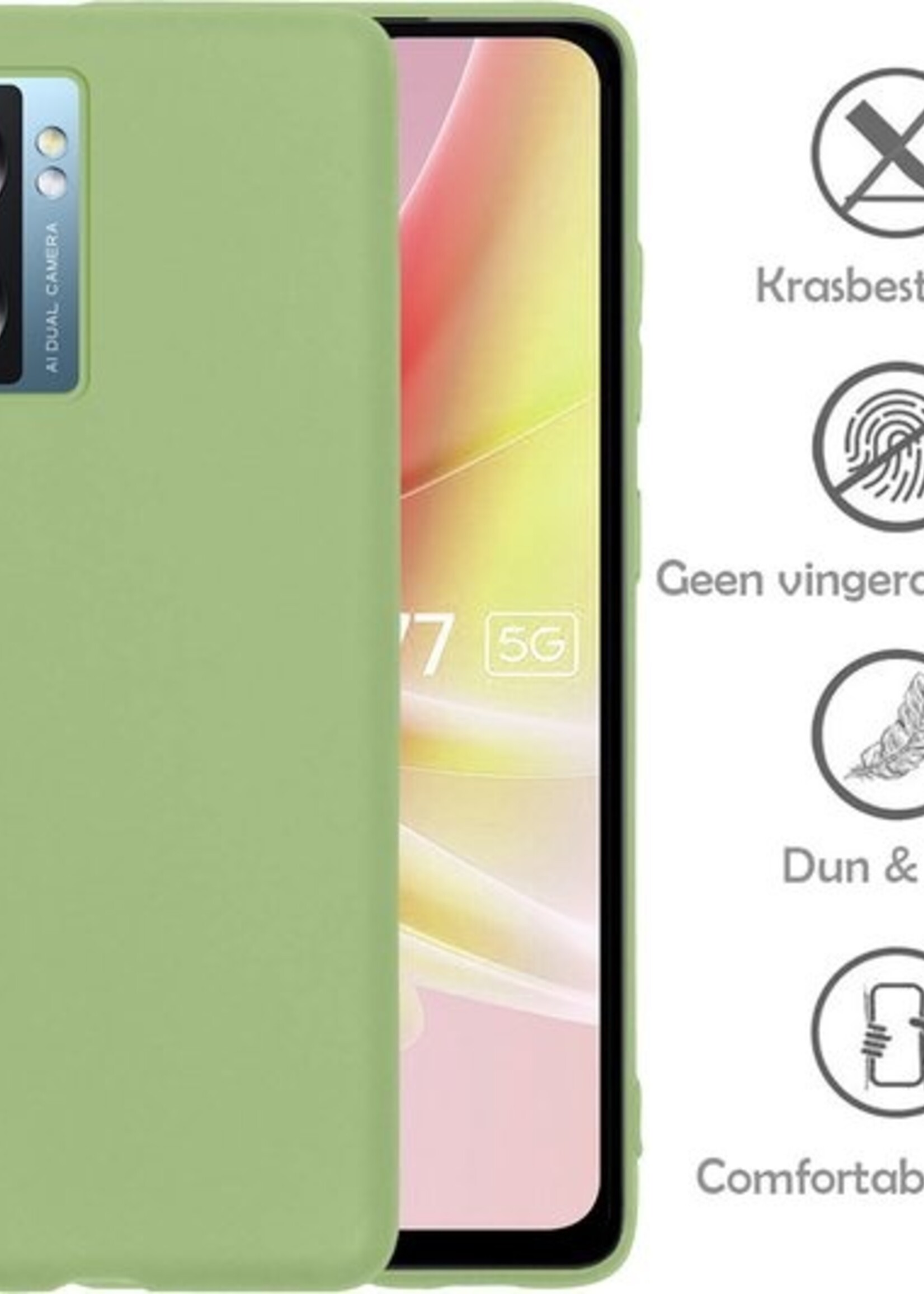 LUQ Hoesje Geschikt voor OPPO A77 Hoesje Siliconen Case Met 2x Screenprotector - Hoes Geschikt voor OPPO A77 Hoes Siliconen - Groen