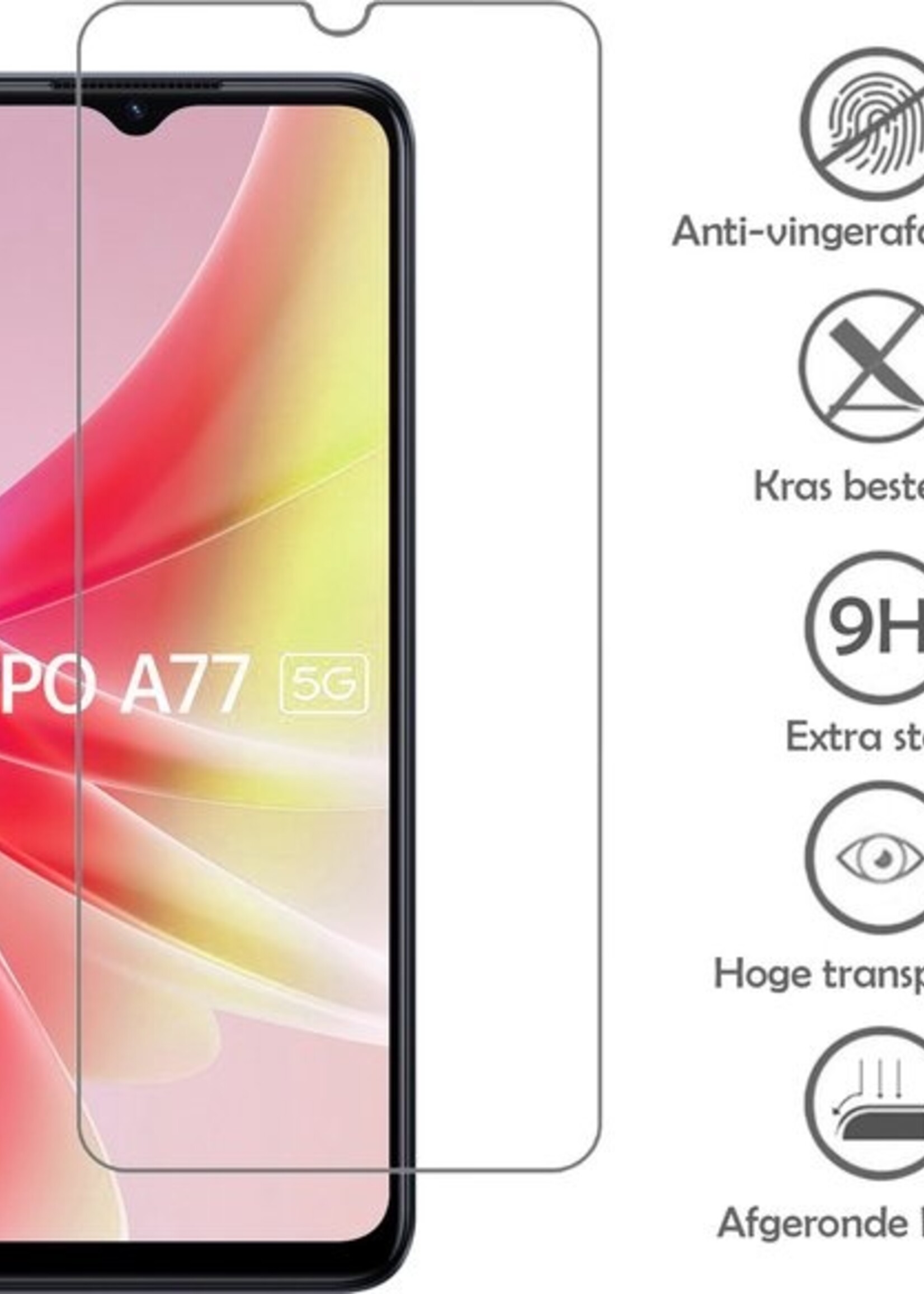 LUQ Hoesje Geschikt voor OPPO A77 Hoesje Siliconen Case Met 2x Screenprotector - Hoes Geschikt voor OPPO A77 Hoes Siliconen - Rood