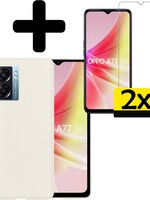 LUQ LUQ OPPO A77 Hoesje Siliconen Met 2x Screenprotector - Wit