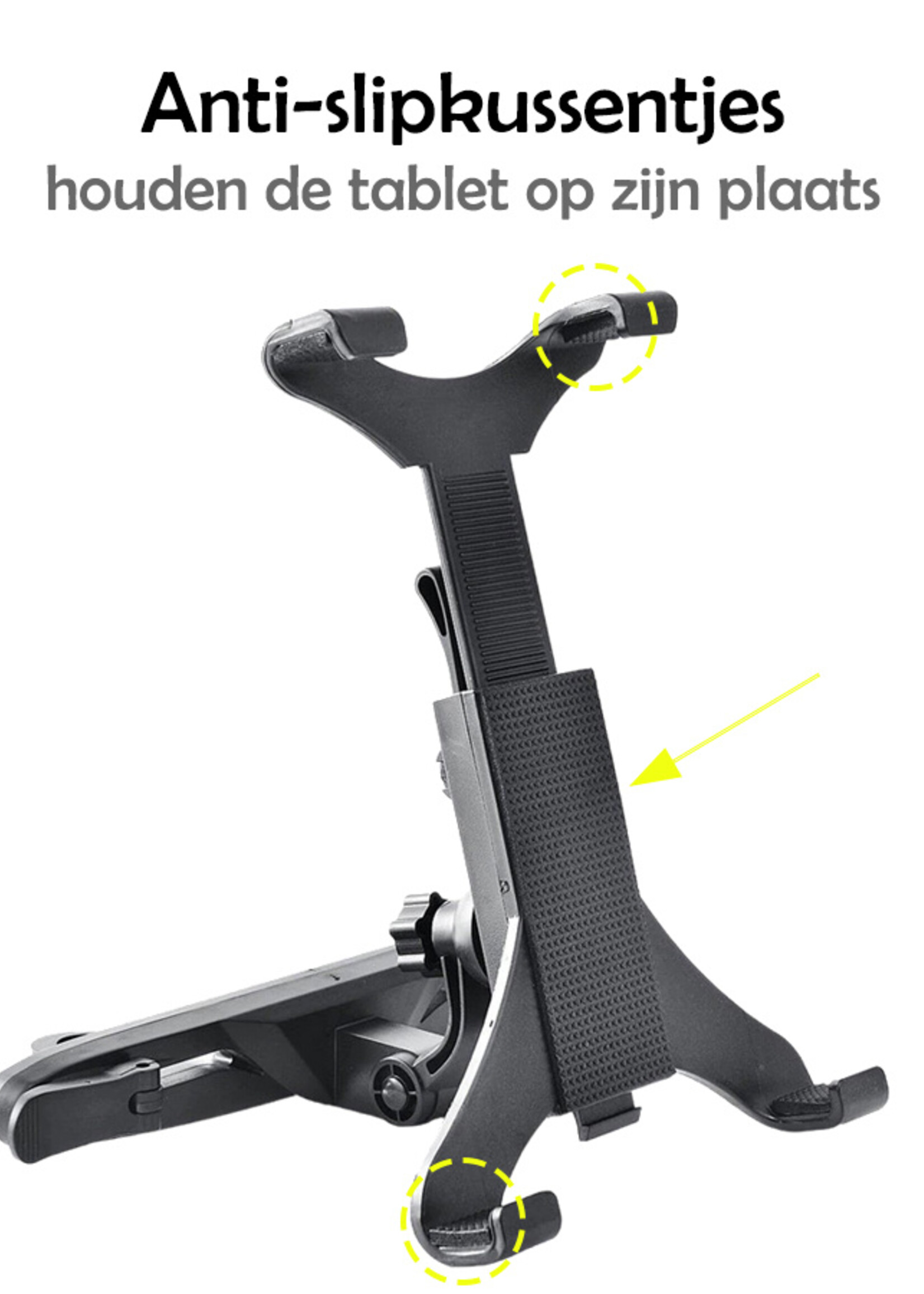 LUQ Tablet Houder Auto Hoofdsteun - Stevige Tablethouder 360 Graden Roteren - Zwart