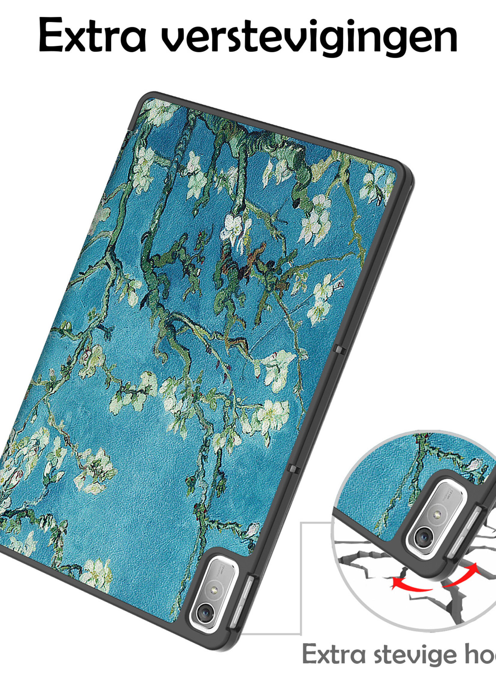 LUQ Hoes Geschikt voor Lenovo Tab P11 (2e Gen) Hoes Luxe Hoesje Book Case Met Screenprotector - Hoesje Geschikt voor Lenovo Tab P11 (2nd Gen) Hoes Cover - Bloesem