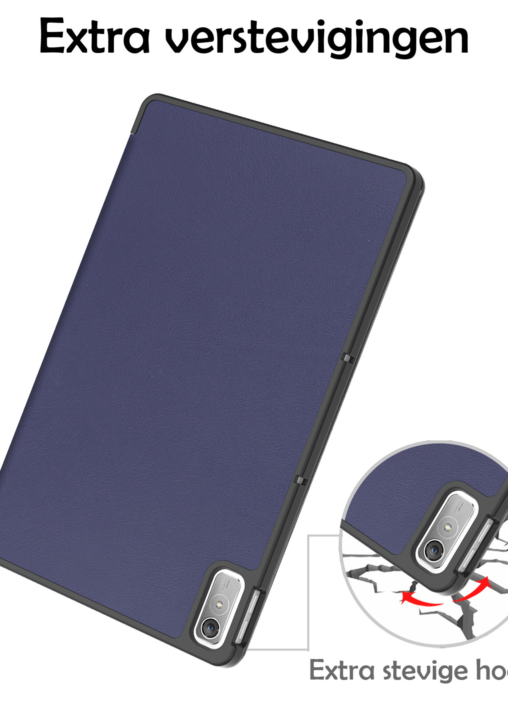 LUQ Hoes Geschikt voor Lenovo Tab P11 (2e Gen) Hoes Luxe Hoesje Book Case Met Screenprotector - Hoesje Geschikt voor Lenovo Tab P11 (2nd Gen) Hoes Cover - Donkerblauw