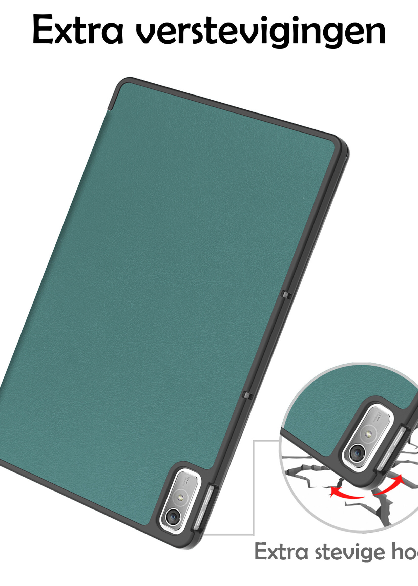 LUQ Hoes Geschikt voor Lenovo Tab P11 (2e Gen) Hoes Luxe Hoesje Book Case Met Screenprotector - Hoesje Geschikt voor Lenovo Tab P11 (2nd Gen) Hoes Cover - Donkergroen