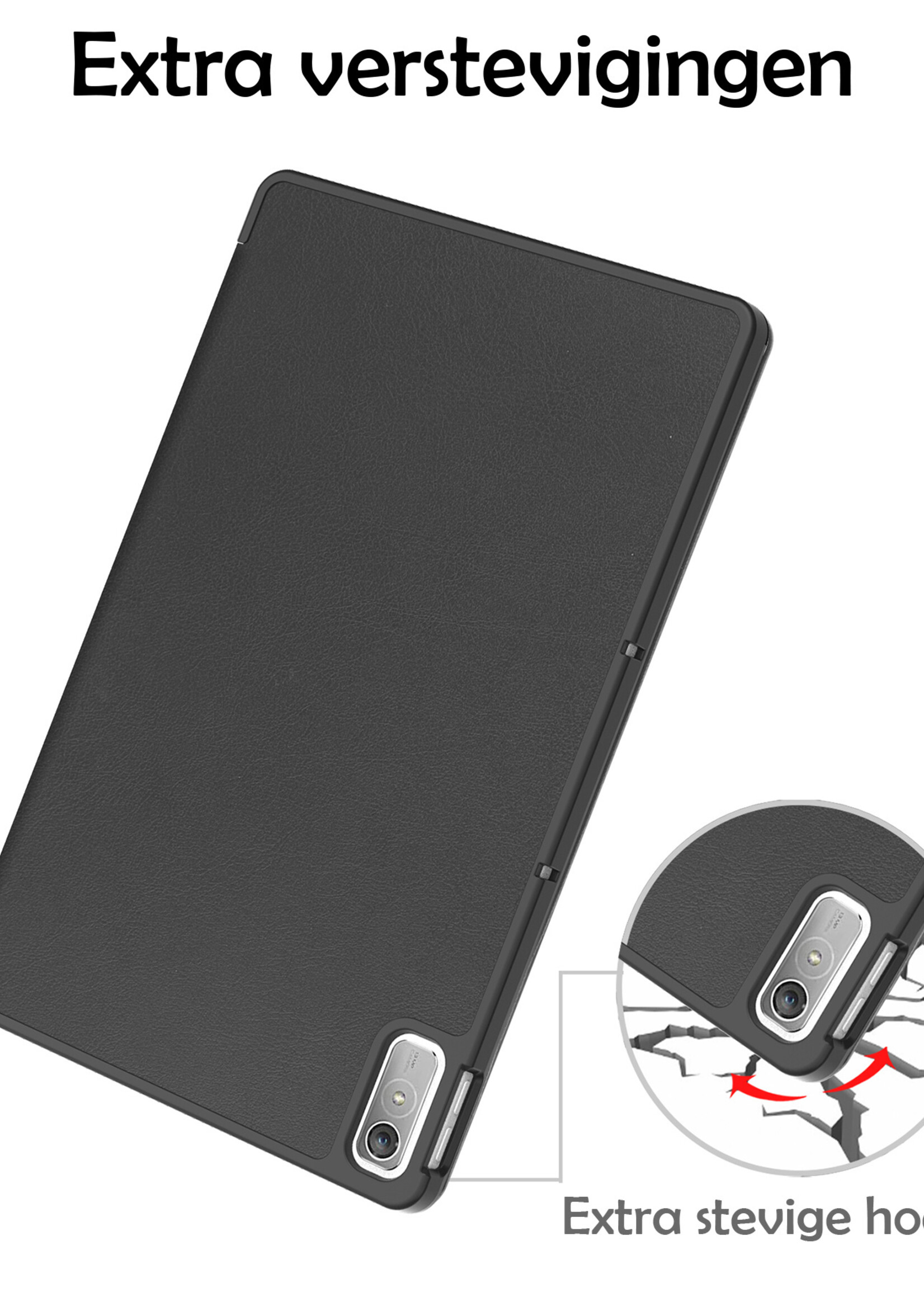 LUQ Hoes Geschikt voor Lenovo Tab P11 (2e Gen) Hoes Luxe Hoesje Book Case Met Screenprotector - Hoesje Geschikt voor Lenovo Tab P11 (2nd Gen) Hoes Cover - Zwart