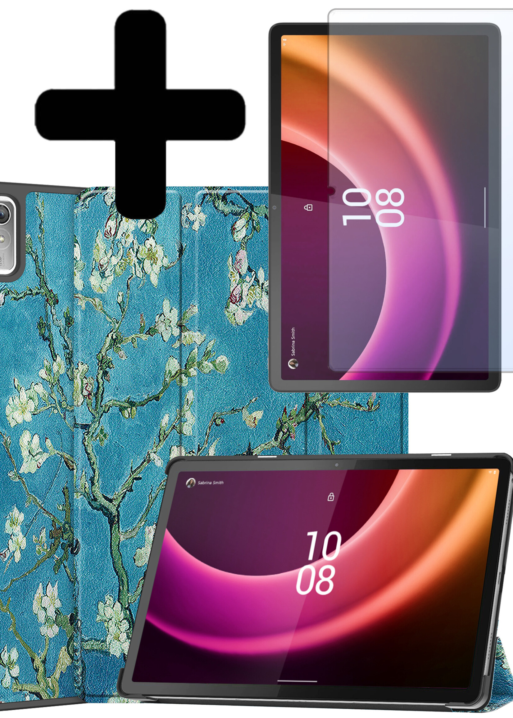 LUQ Hoes Geschikt voor Lenovo Tab P11 (2e Gen) Hoes Luxe Hoesje Book Case Met Screenprotector - Hoesje Geschikt voor Lenovo Tab P11 (2nd Gen) Hoes Cover - Bloesem