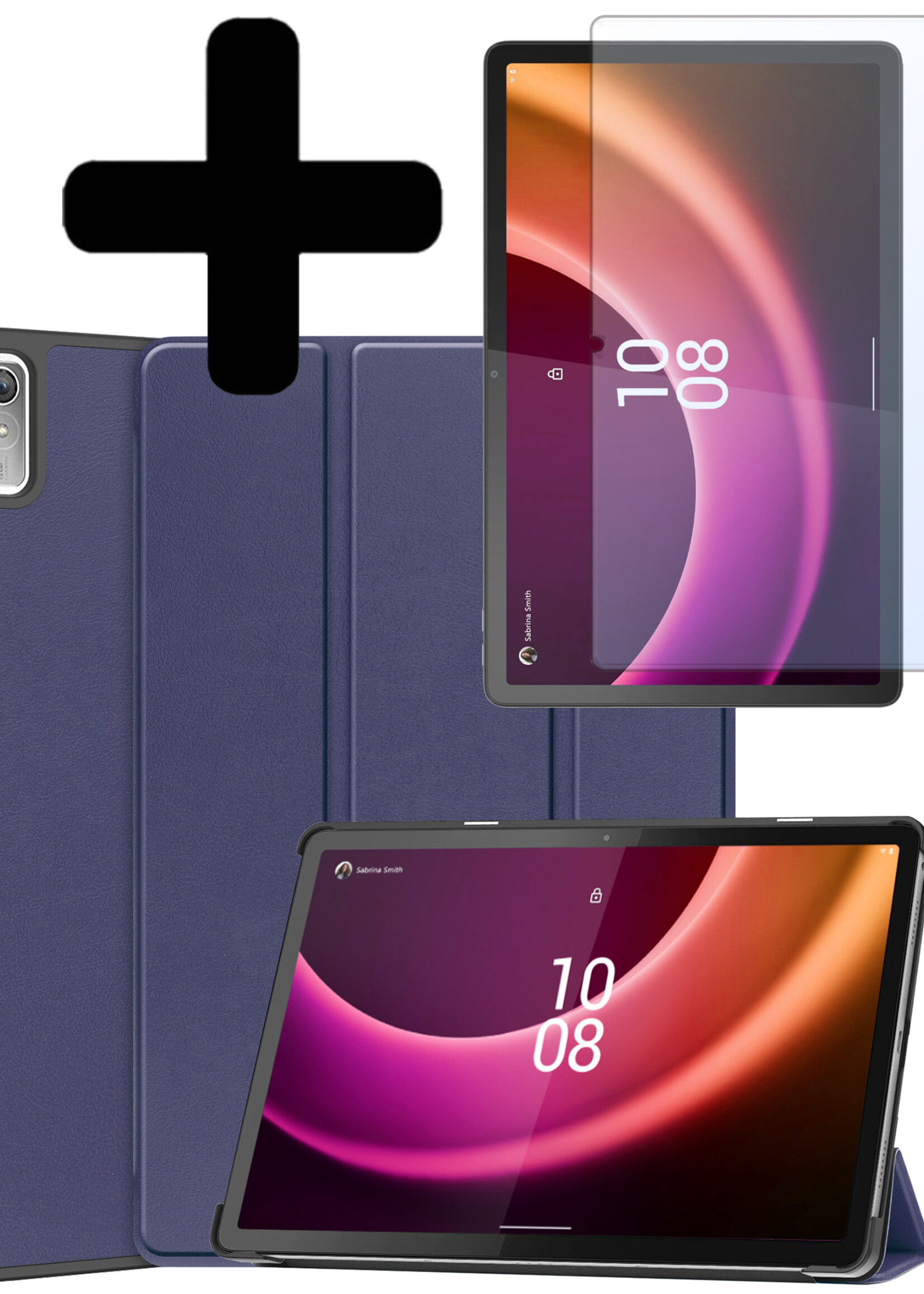 LUQ Hoes Geschikt voor Lenovo Tab P11 (2e Gen) Hoes Luxe Hoesje Book Case Met Screenprotector - Hoesje Geschikt voor Lenovo Tab P11 (2nd Gen) Hoes Cover - Donkerblauw
