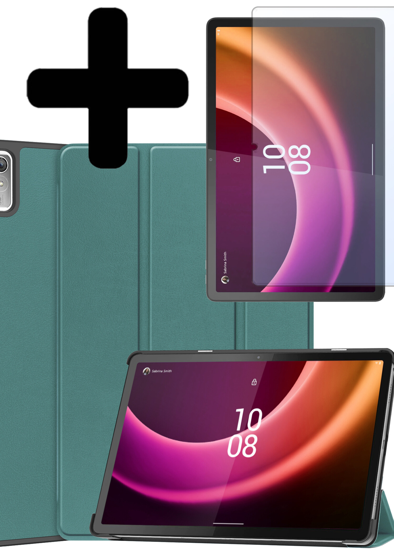 LUQ Hoes Geschikt voor Lenovo Tab P11 (2e Gen) Hoes Luxe Hoesje Book Case Met Screenprotector - Hoesje Geschikt voor Lenovo Tab P11 (2nd Gen) Hoes Cover - Donkergroen