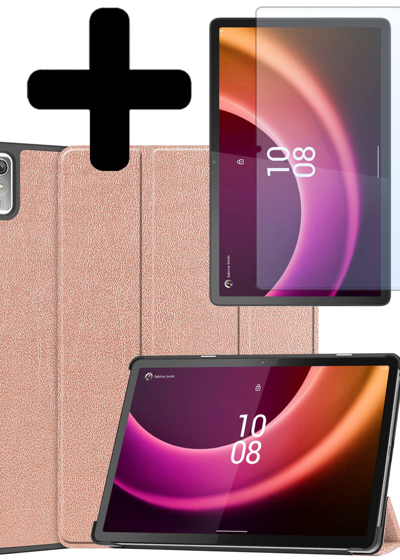 LUQ Hoes Geschikt voor Lenovo Tab P11 (2e Gen) Hoes Luxe Hoesje Book Case Met Screenprotector - Hoesje Geschikt voor Lenovo Tab P11 (2nd Gen) Hoes Cover - Rosé goud