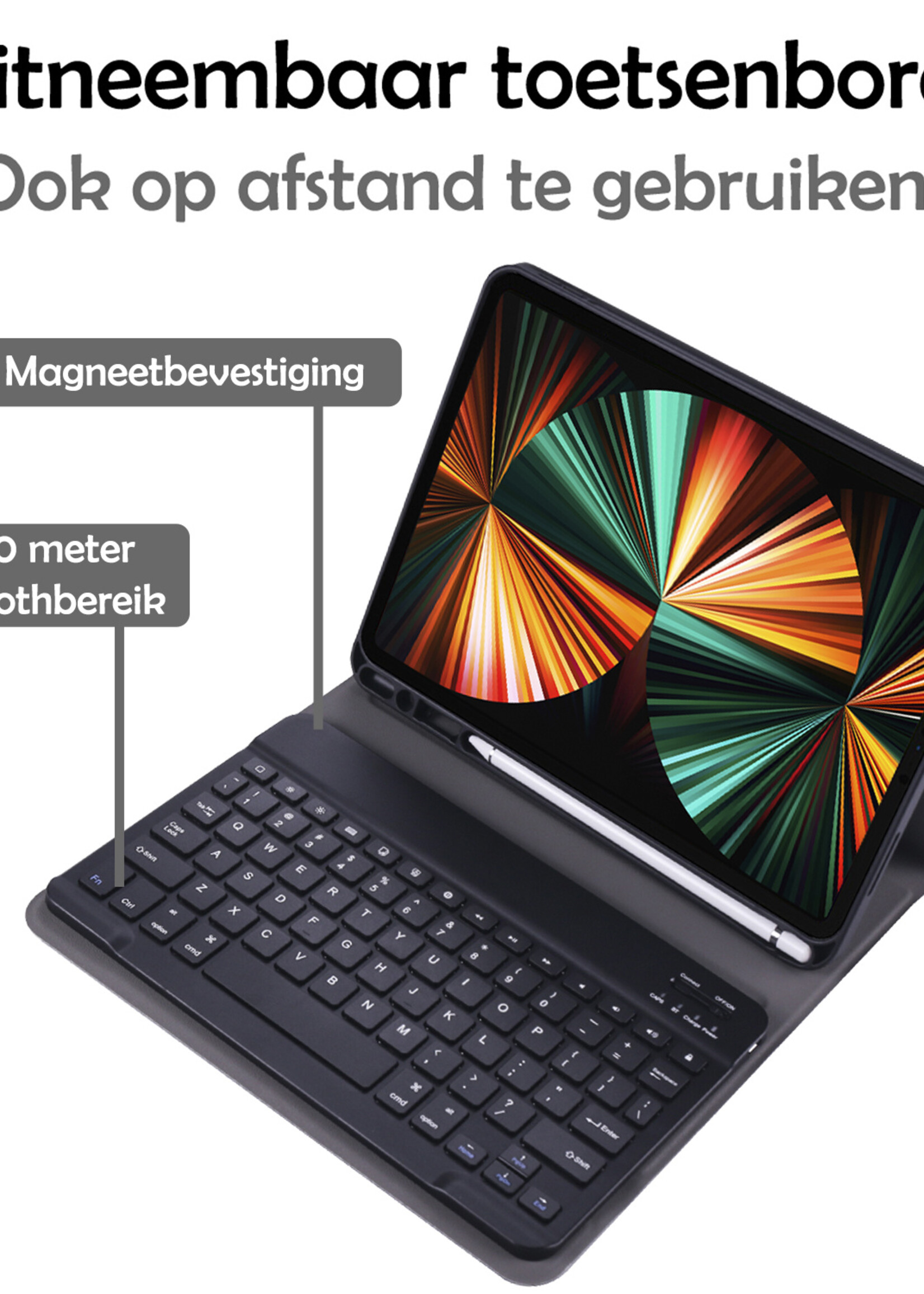 LUQ LUQ iPad Pro 11 inch (2022) Toetsenbordhoes Met Screenprotector - Zwart
