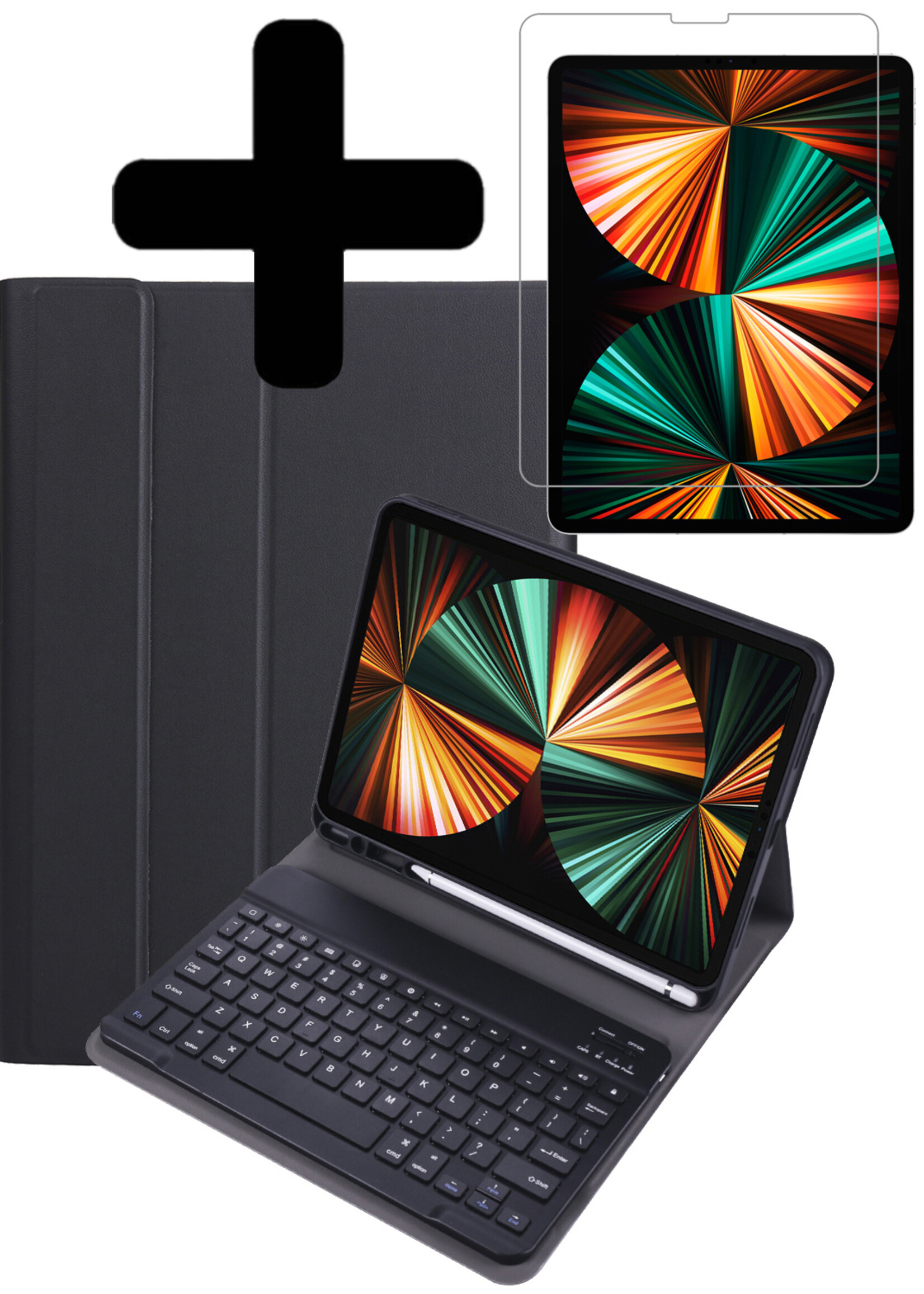 LUQ LUQ iPad Pro 11 inch (2022) Toetsenbordhoes Met Screenprotector - Zwart