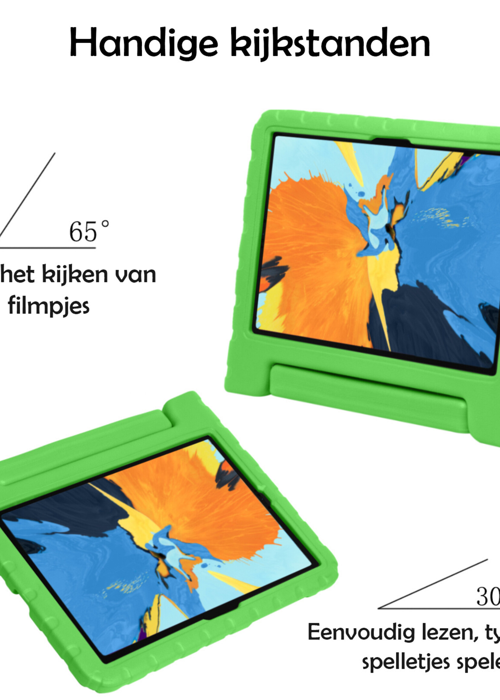 LUQ LUQ iPad Pro 11 inch (2022) Kinderhoes Met 2x Screenprotector - Groen