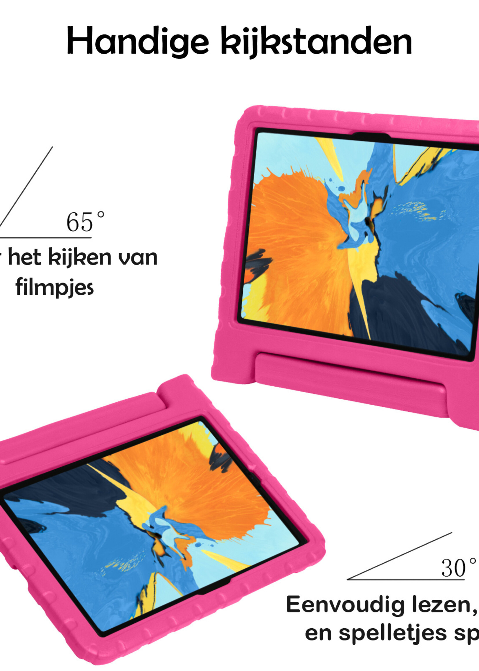 LUQ LUQ iPad Pro 11 inch (2022) Kinderhoes Met 2x Screenprotector - Roze
