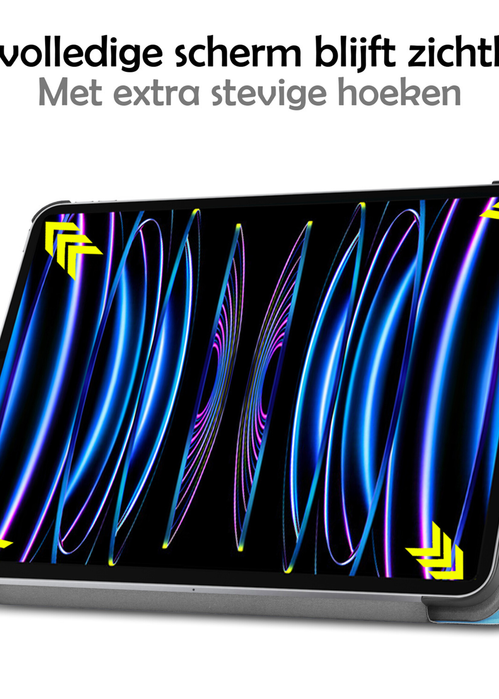 LUQ LUQ iPad Pro 11 inch (2022) Hoesje Met Screenprotector - Lichtblauw
