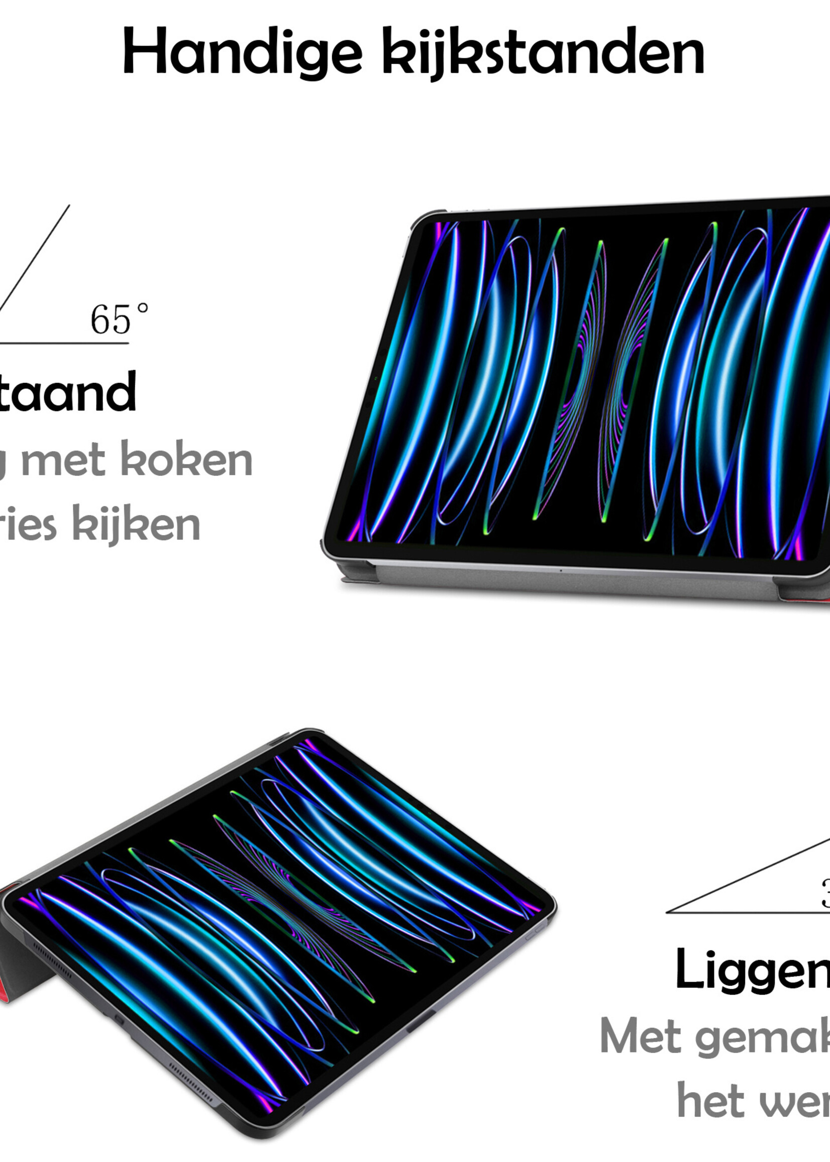 LUQ LUQ iPad Pro 11 inch (2022) Hoesje Met Screenprotector - Rood