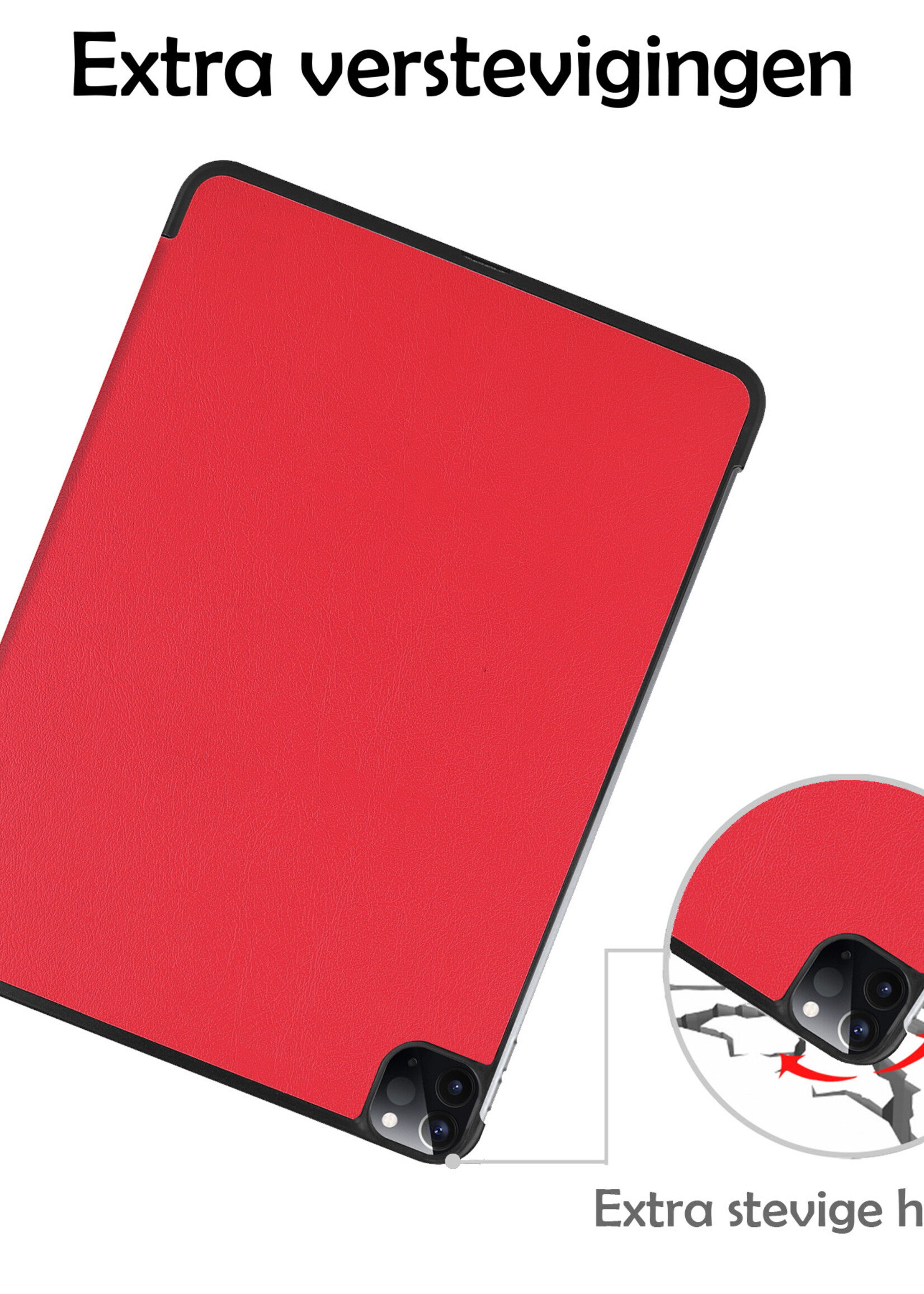 LUQ LUQ iPad Pro 11 inch (2022) Hoesje Met Screenprotector - Rood