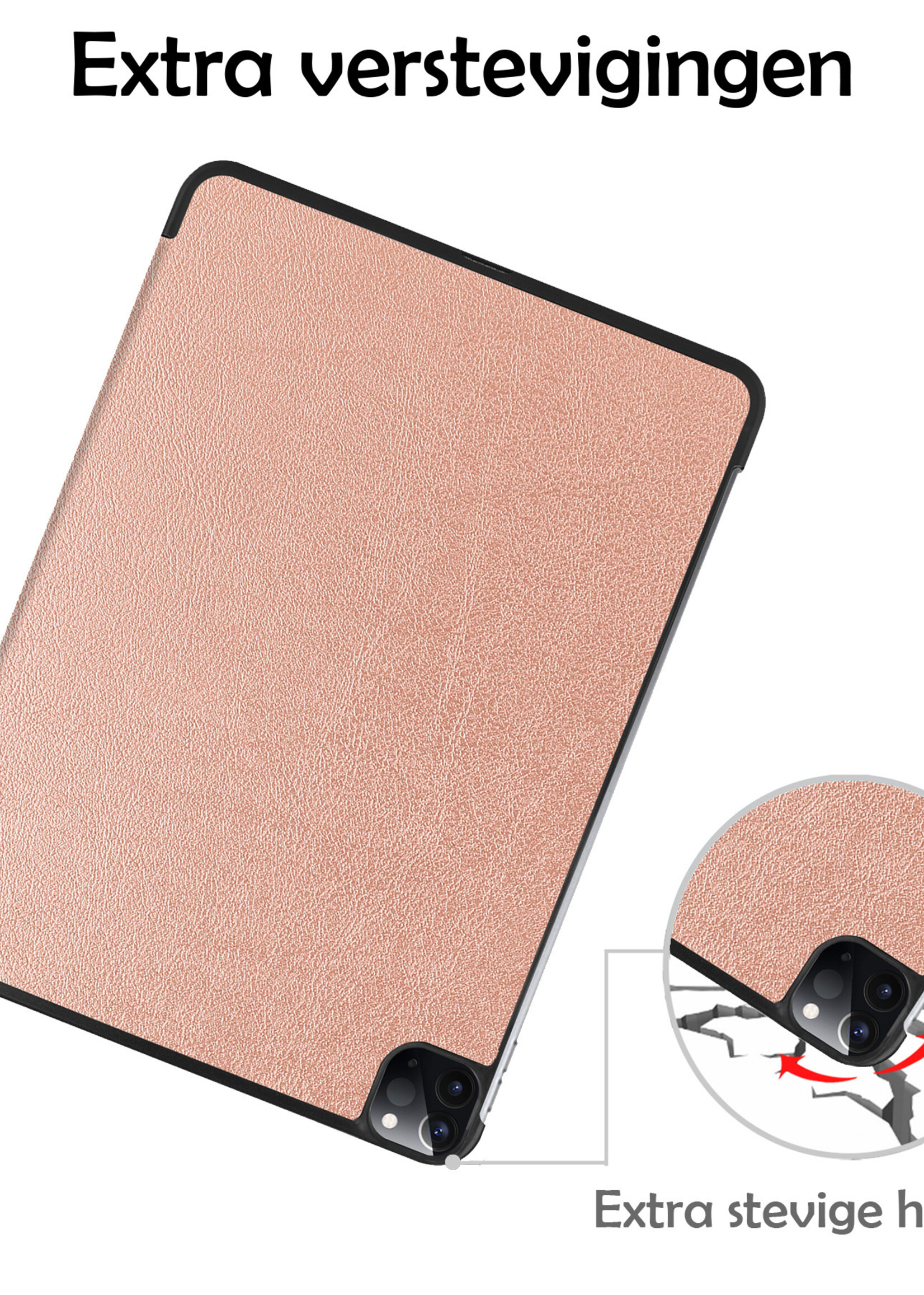 LUQ LUQ iPad Pro 12.9 inch (2022) Hoesje Met Screenprotector - Rose Goud