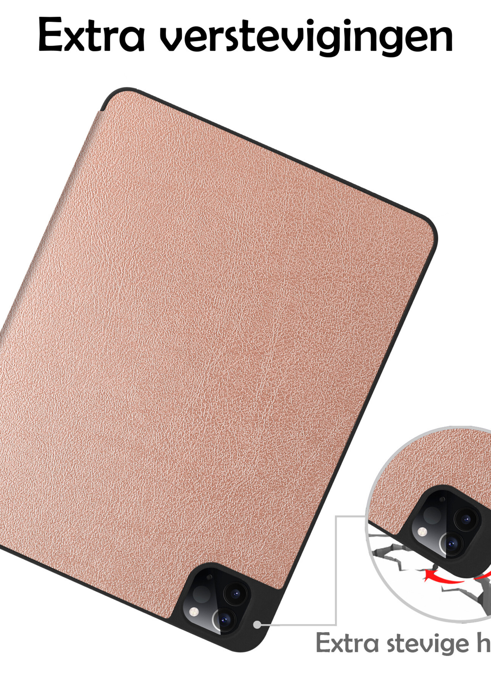 LUQ LUQ iPad Pro 12.9 inch (2022) Hoesje Met Apple Pencilhouder Met Screenprotector - Rose Goud