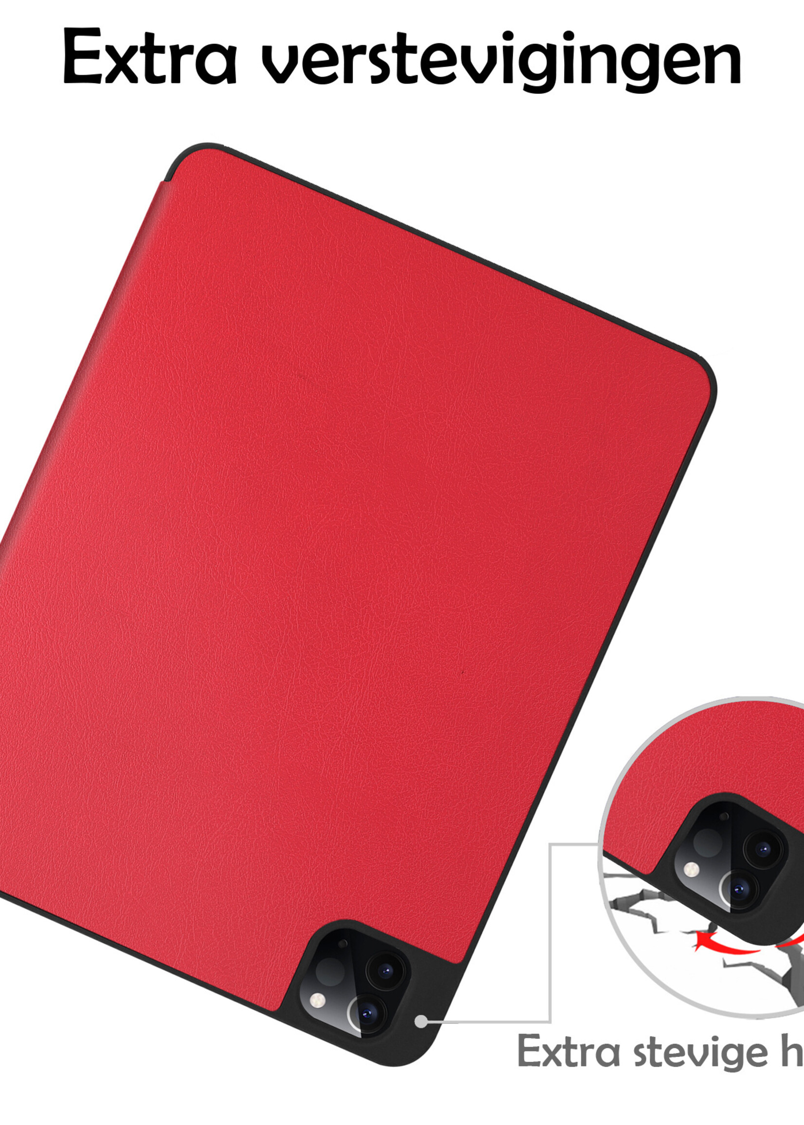 LUQ LUQ iPad Pro 12.9 inch (2022) Hoesje Met Apple Pencilhouder Met Screenprotector - Rood