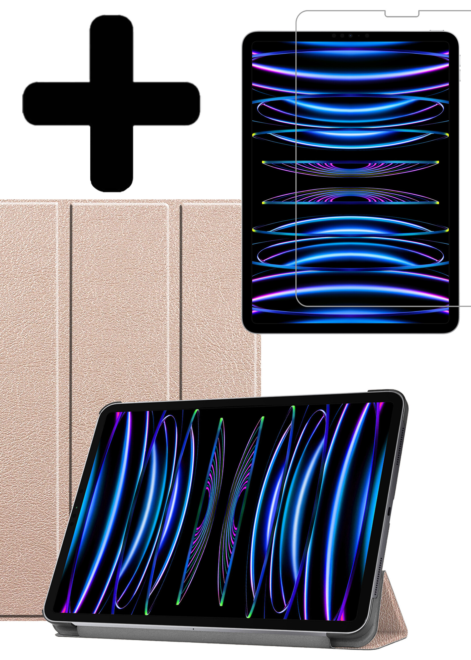 LUQ LUQ iPad Pro 11 inch (2022) Hoesje Met Screenprotector - Goud